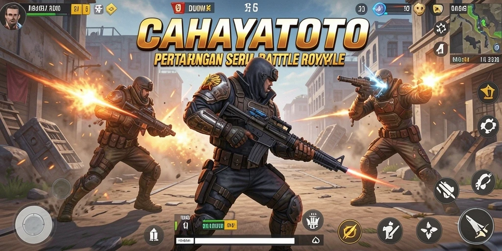 Gameplay dinamis dan seru dalam CAHAYATOTO Battle Royale.