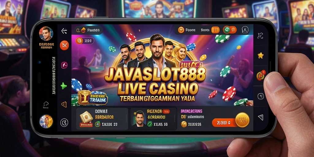 Screenshot gameplay JAVASLOT88 yang menampilkan dealer langsung dan interaksi pemain.