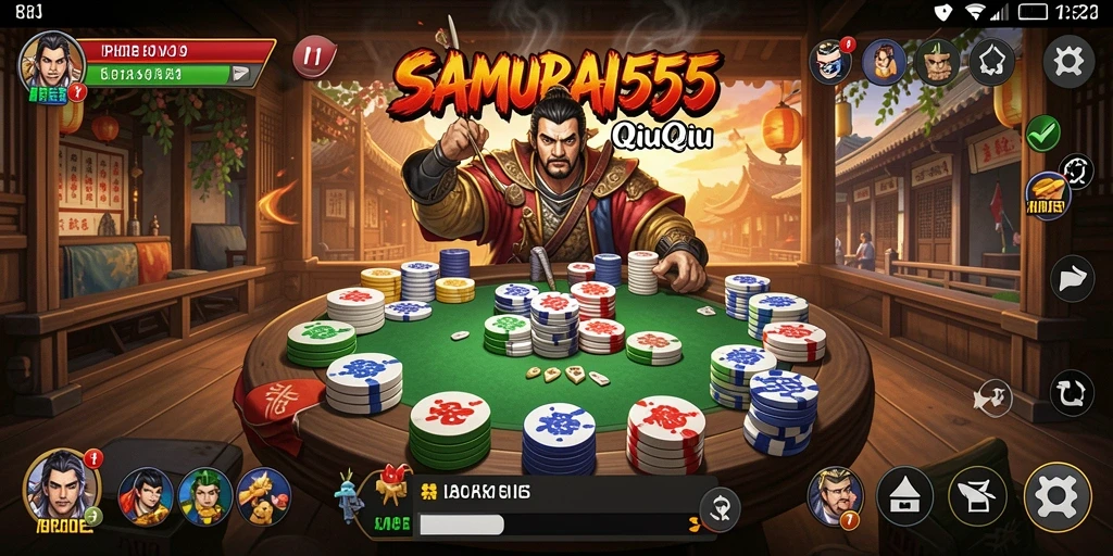 Screenshot gameplay QiuQiu SAMURAI555 yang menarik dan interaktif.