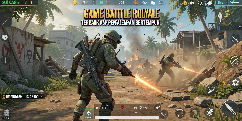 Tampilan mendebarkan dari gameplay SUKA86 saat bertempur di arena Battle Royale.