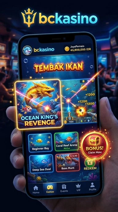Tampilan utama aplikasi bckasino yang user-friendly.